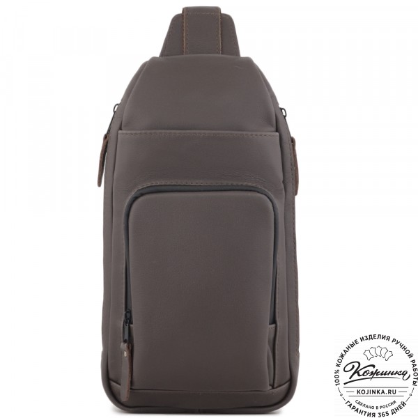 Кожаная сумка на грудь "Вульф" (темно-коричневый). фото 1