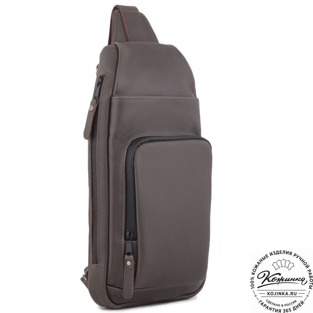 Кожаная сумка на грудь "Вульф" (темно-коричневый)