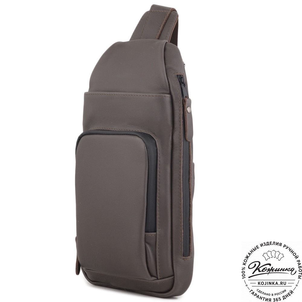 Кожаная сумка на грудь "Вульф" (темно-коричневый)