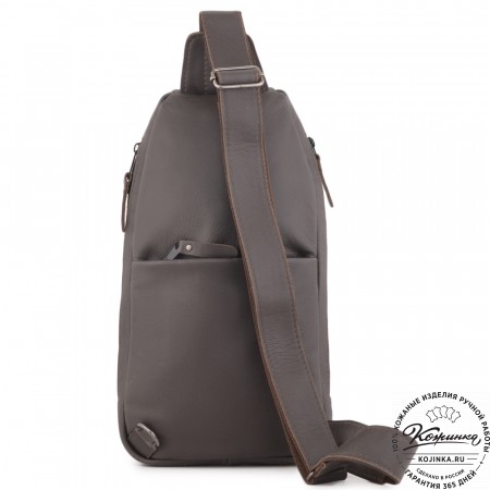 Кожаная сумка на грудь "Вульф" (темно-коричневый)