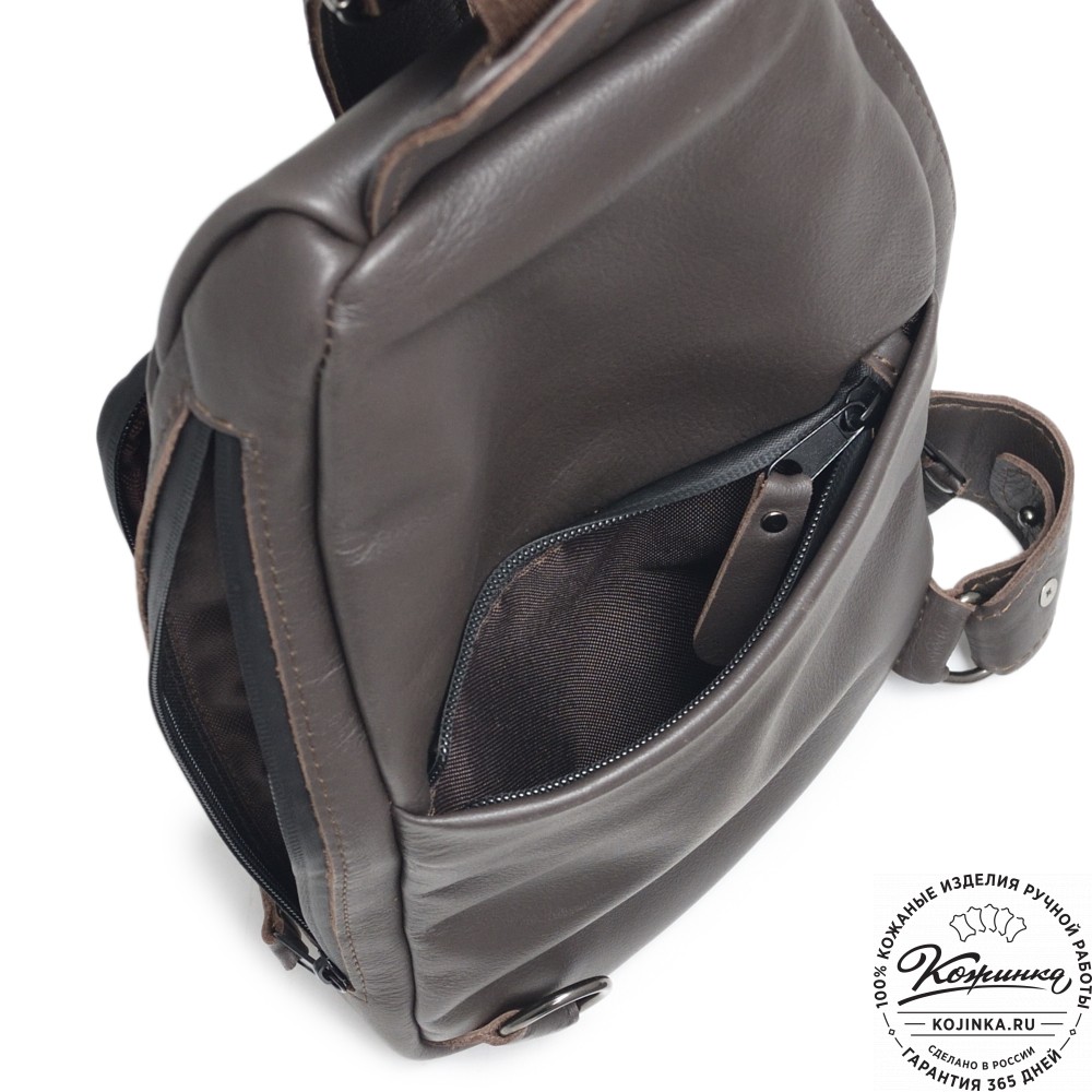 Кожаная сумка на грудь "Вульф" (темно-коричневый)