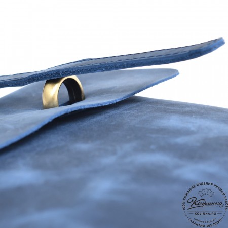  Кожаный портфель "Англетер" (синий крейзи) 