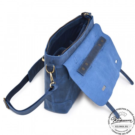  Кожаный портфель "Англетер" (синий крейзи) 