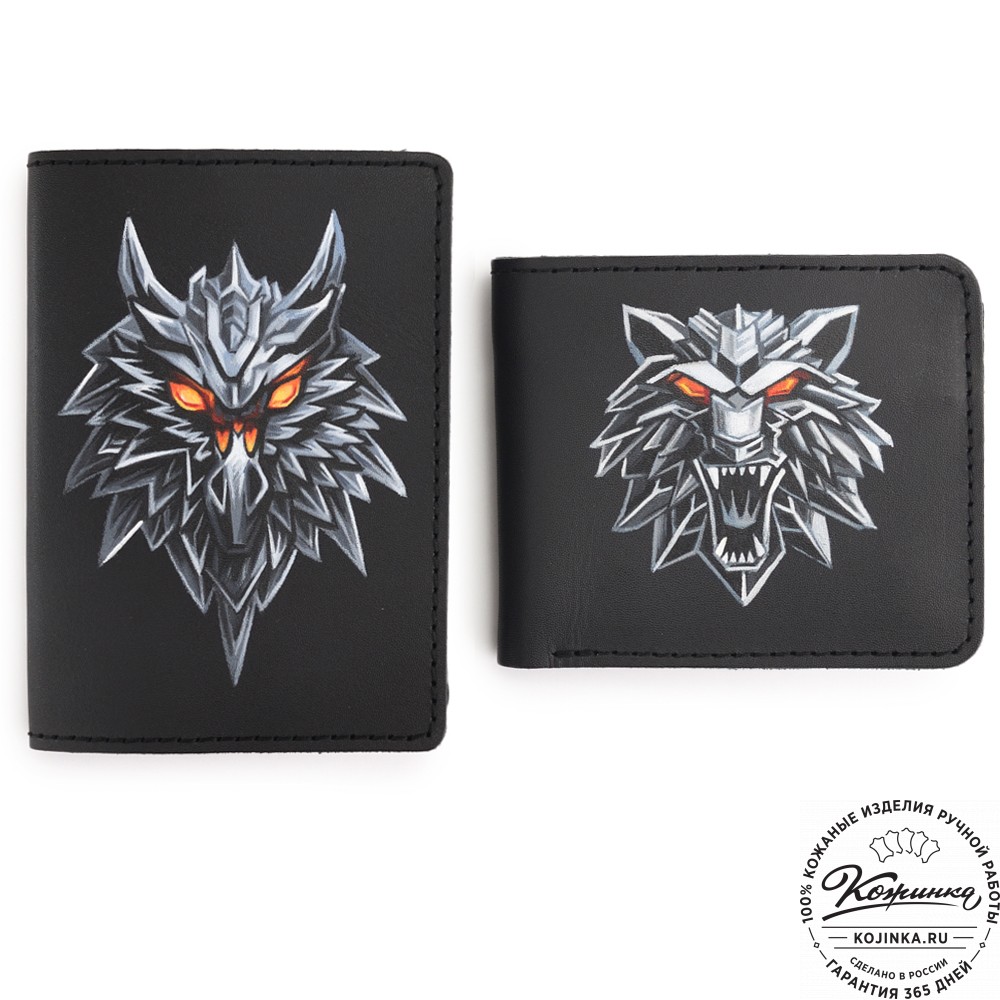 Кожаная обложка на паспорт "Будапешт" "Волк"
