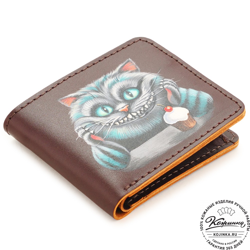  Кожаный бумажник "Рокки" "Чешир" (бордово-коричневый)