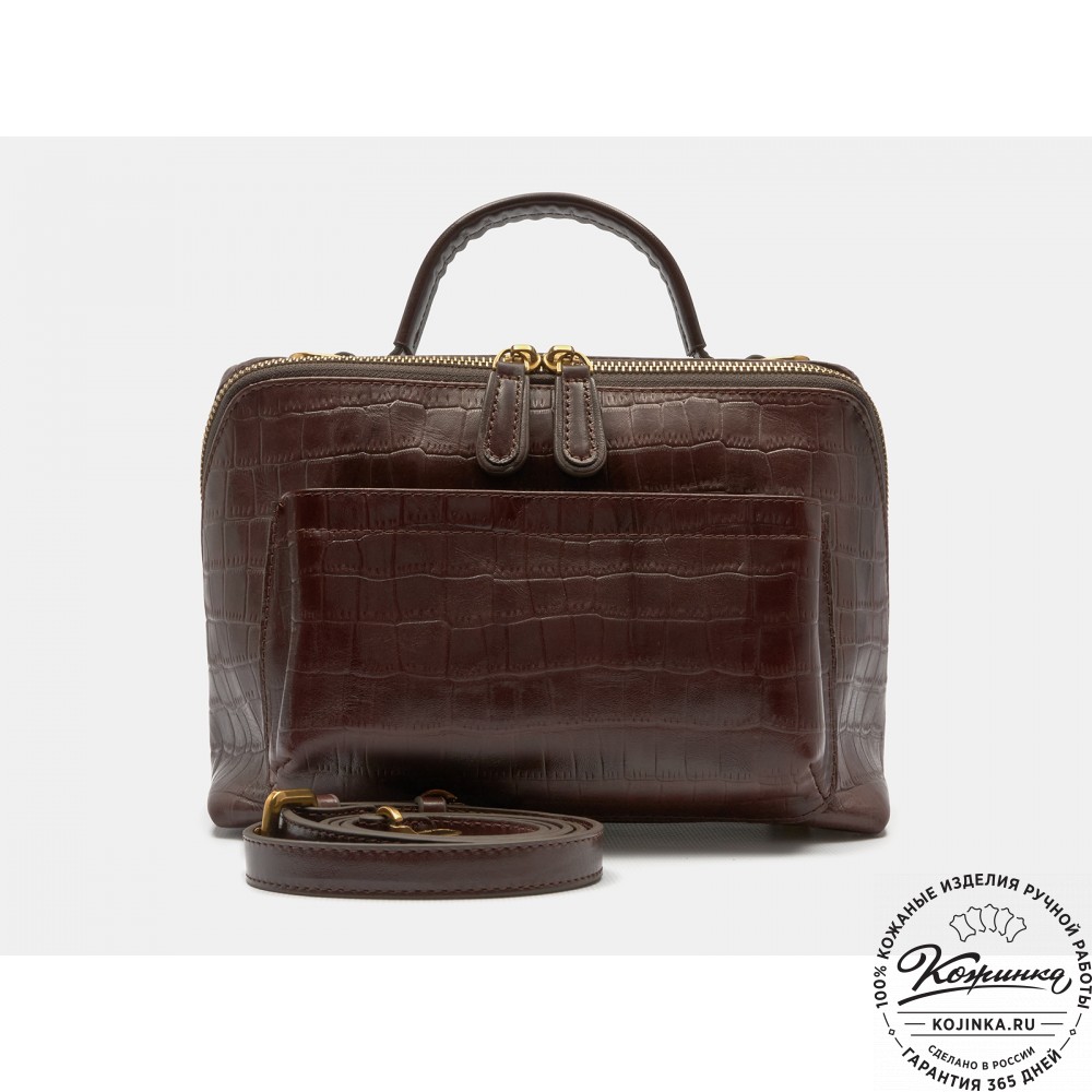 Женская кожаная сумка "Крис" (коричневый кроко)