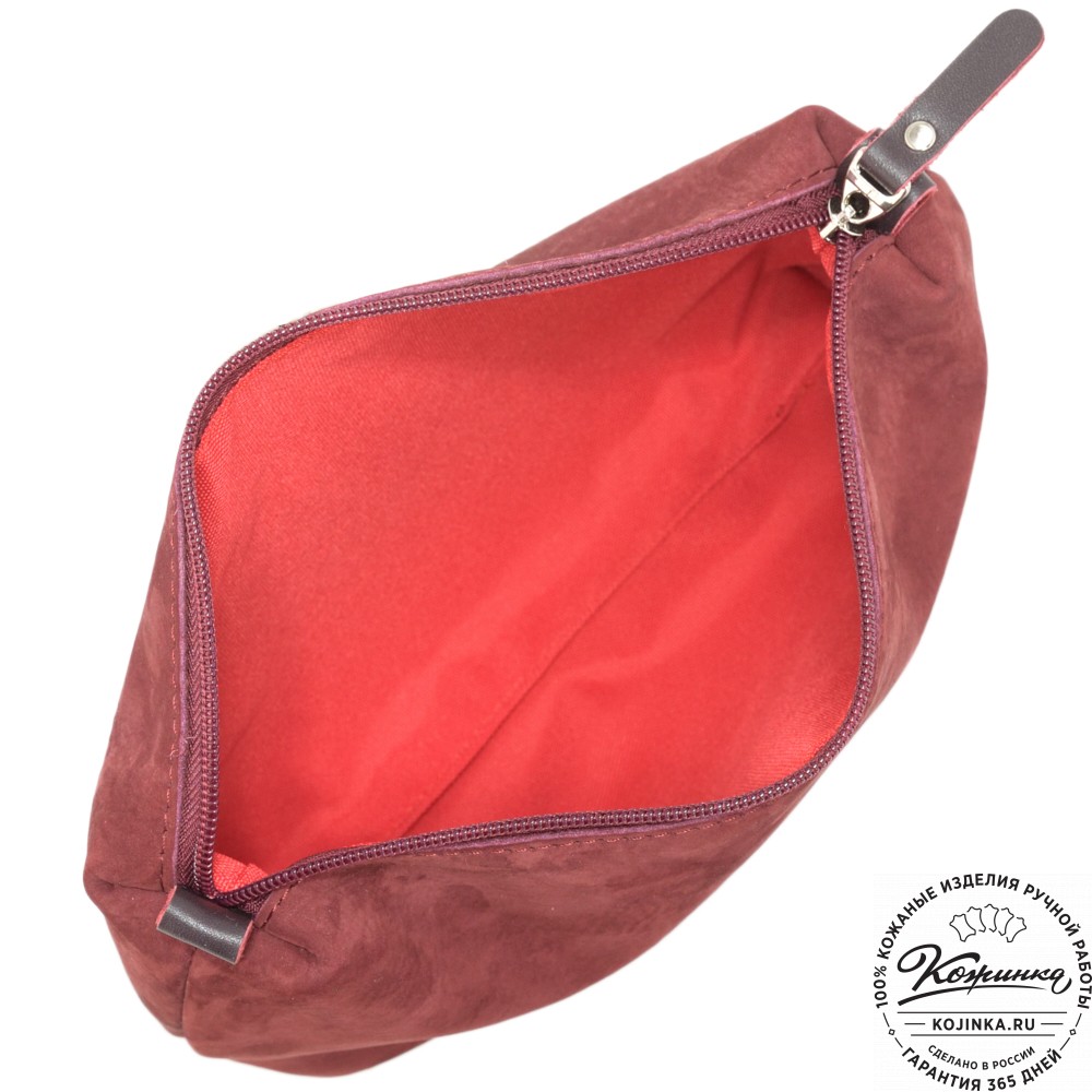 Кожаная косметичка "Лорен" (бордо)