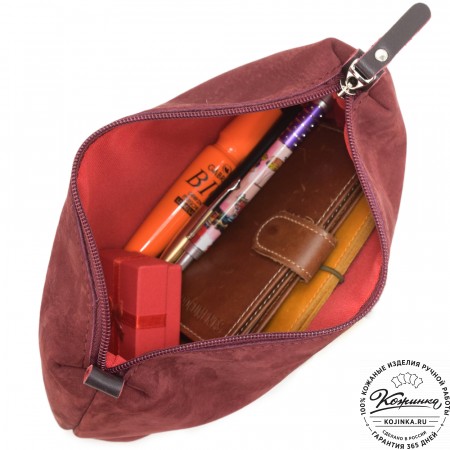 Кожаная косметичка "Лорен" (бордо)