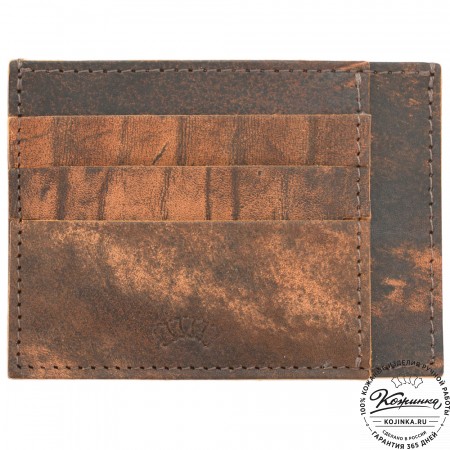 Кожаный футляр для карт "Мэри" (старение рыжий) 