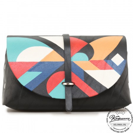 Женская кожаная сумка "Милла макси" "Абстракция" (черная)