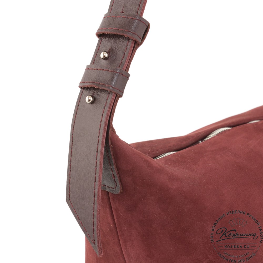 Женская кожаная сумка "Тойс" велюр (бордо)