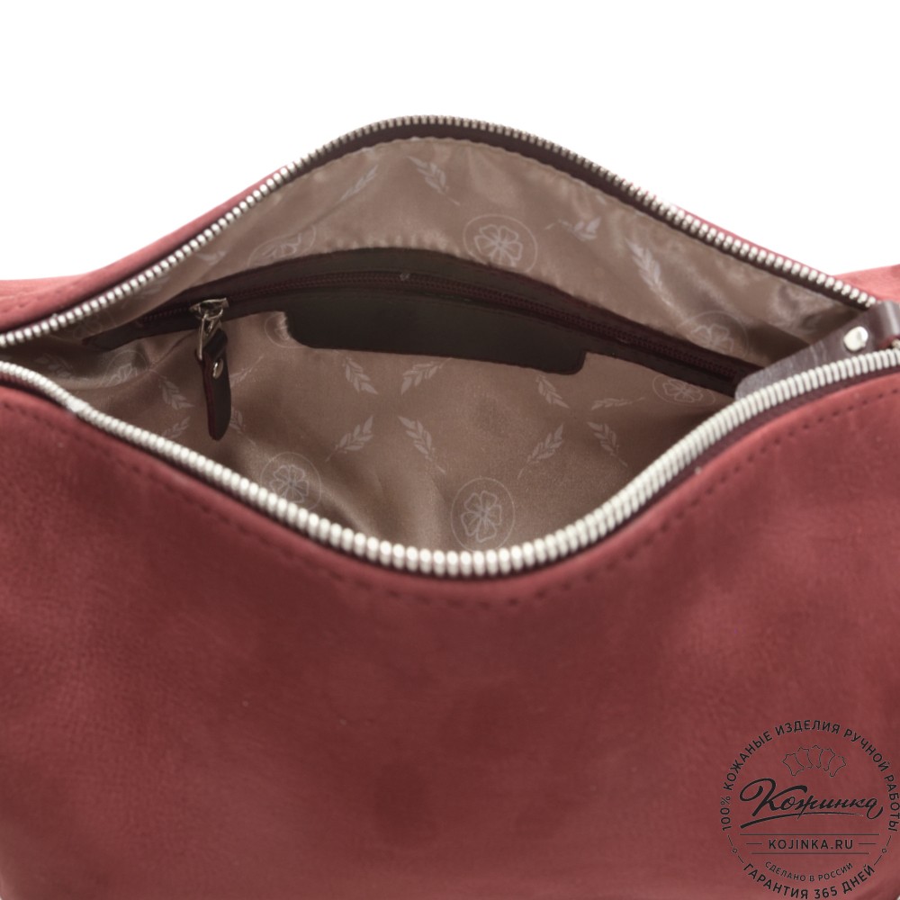 Женская кожаная сумка "Тойс" велюр (бордо)