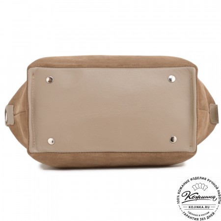 Женская кожаная сумка "Тойс" велюр (капучино)