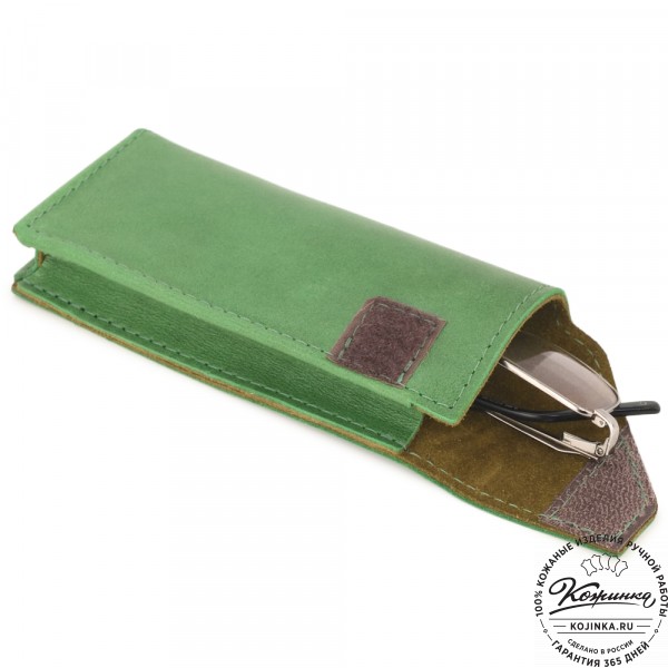 Кожаный футляр для очков "Марокко" (зеленый). фото 1