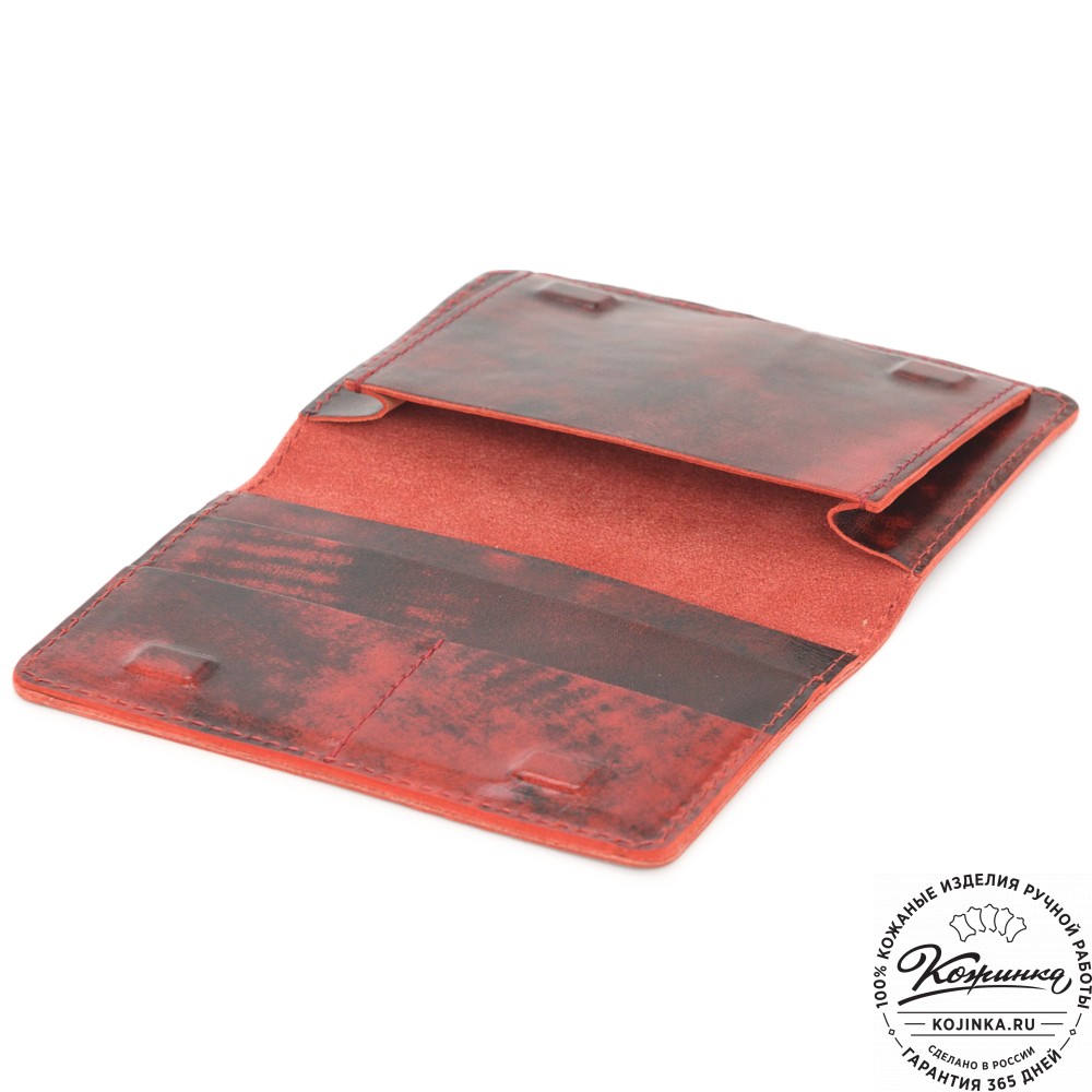Кожаный бумажник для документов "Неаполь" (красный глянец)