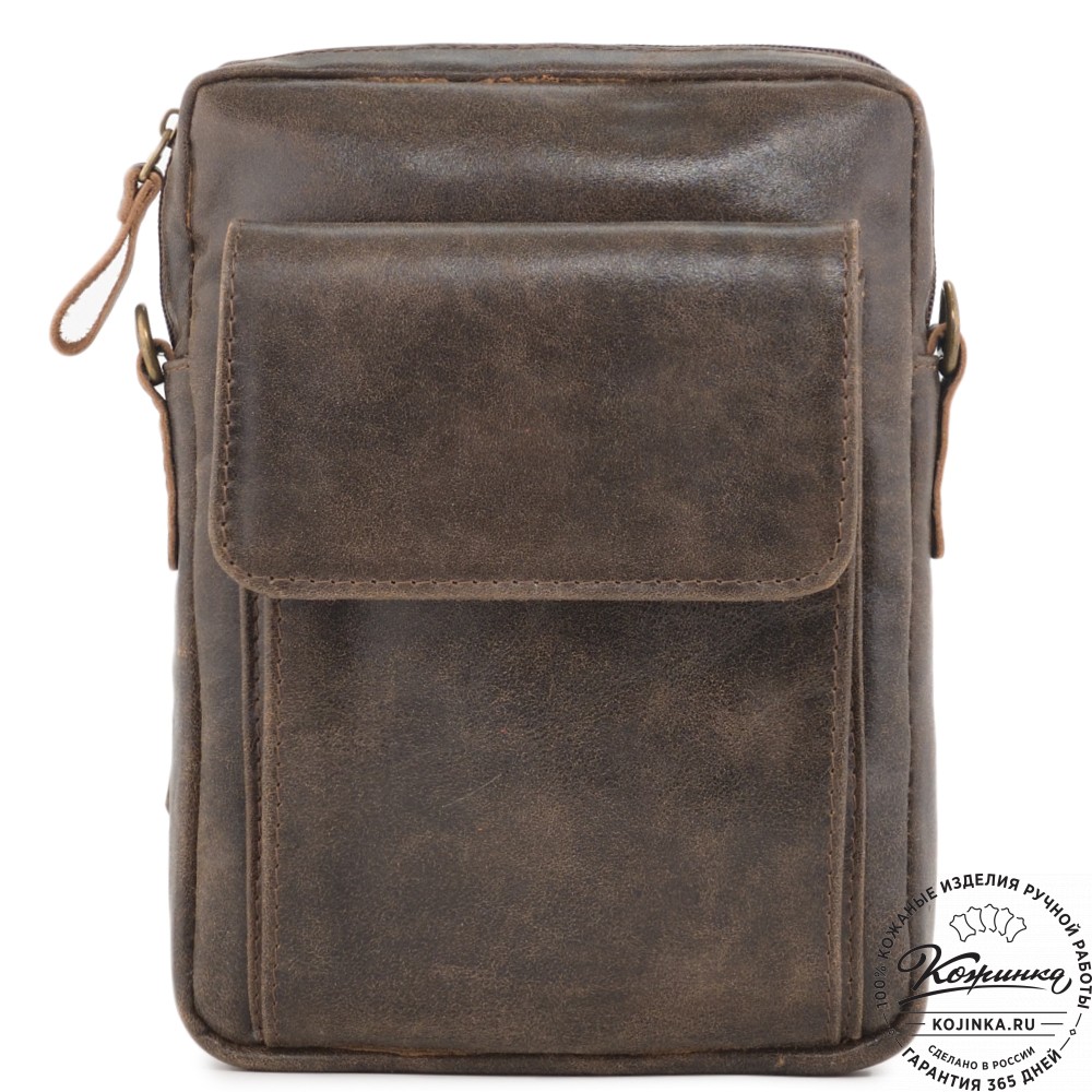 Кожаная нагрудная сумка "Стивен" (коричневая наппа)