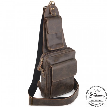 Кожаная нагрудная сумка "Стивен" (коричневая наппа)