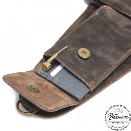 Кожаная нагрудная сумка "Стивен" (коричневая наппа)