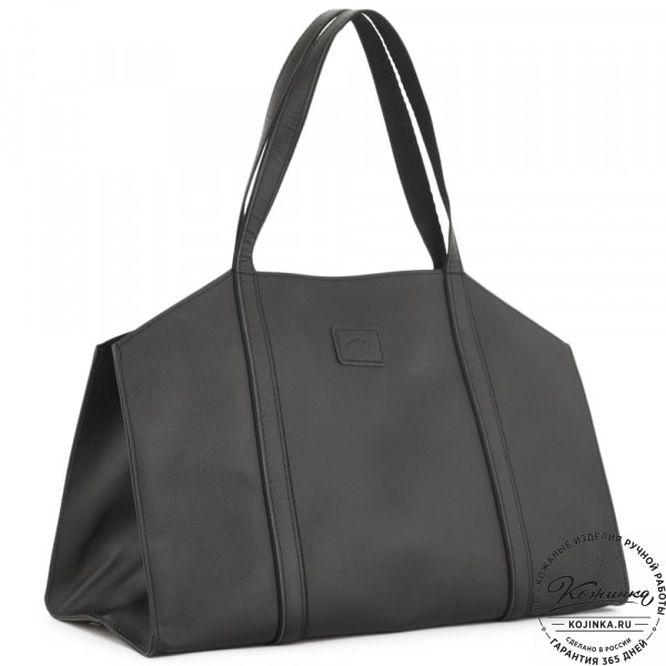 Кожаная шоппер-дровница "Родео" (черный). фото 1