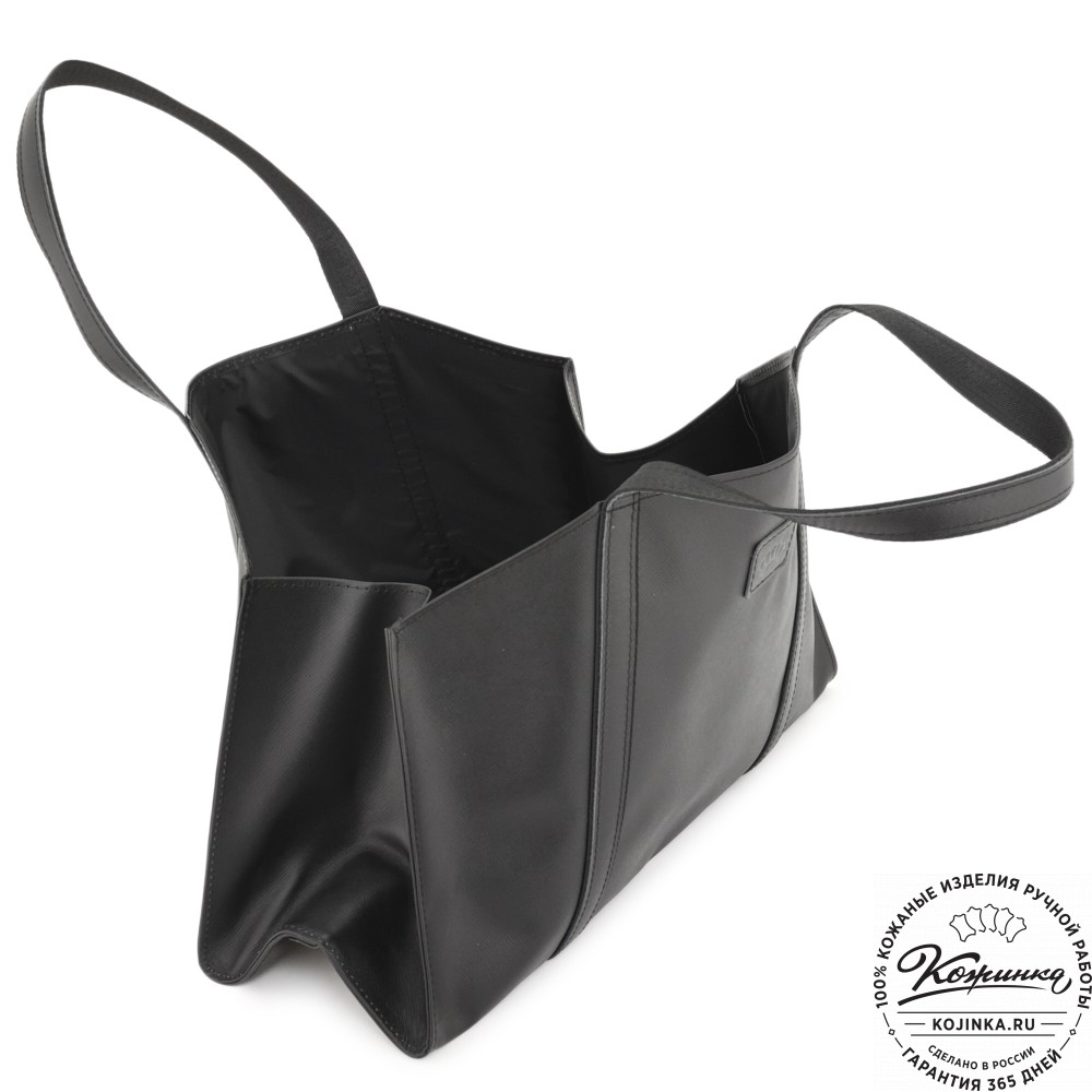 Кожаная шоппер-дровница "Родео" (черный)