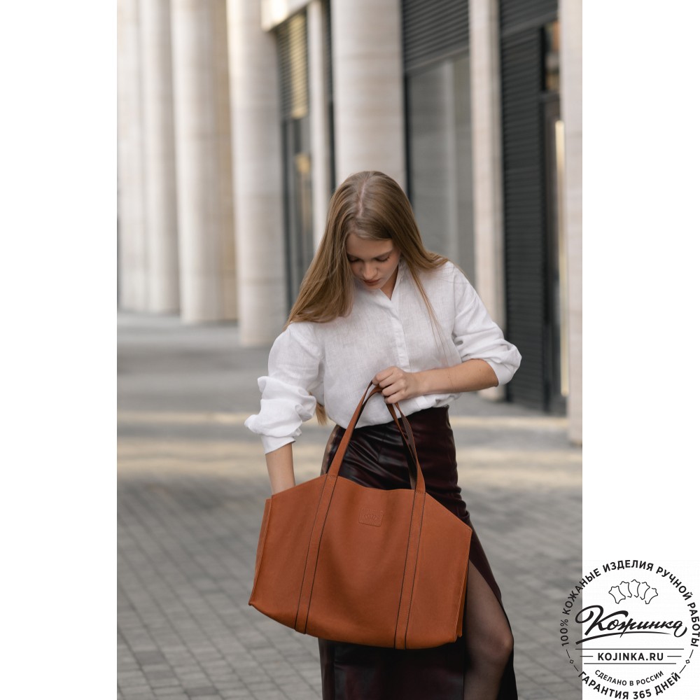 Кожаная шоппер-дровница "Родео" (черный)