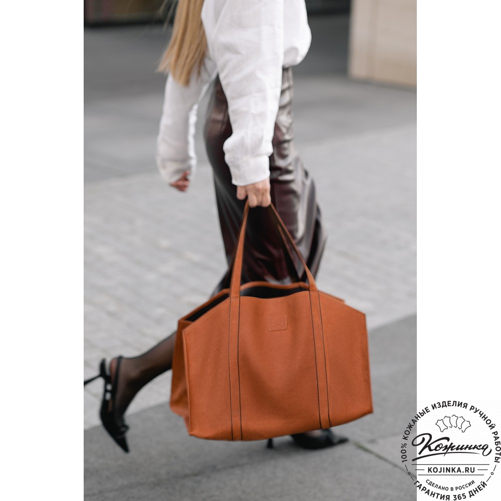 Кожаная шоппер-дровница "Родео" (черный)