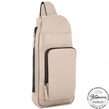Кожаная сумка на грудь "Вульф" (капучино)