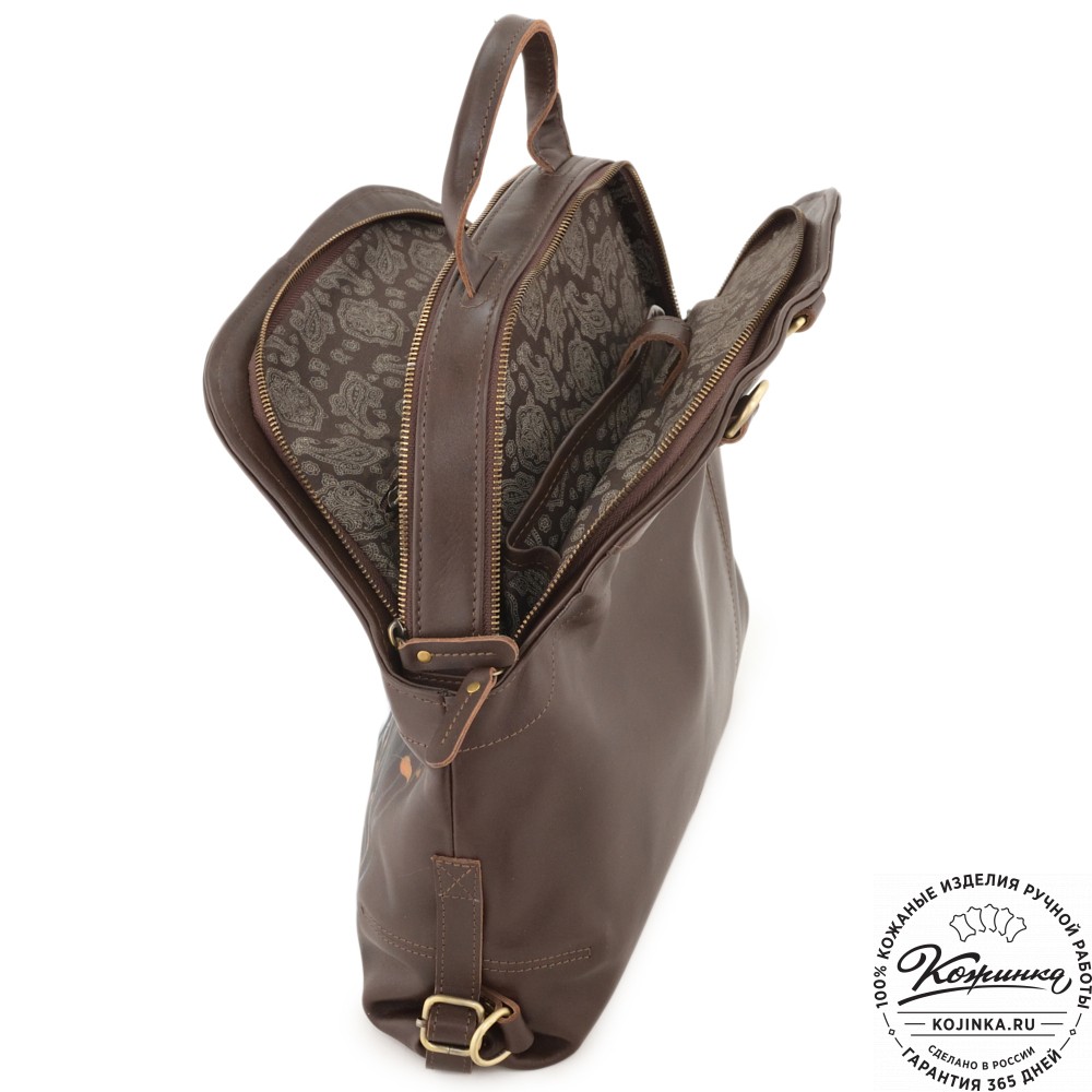 Кожаный рюкзак "Греция" "Алиса и Чешир" (коричневый)