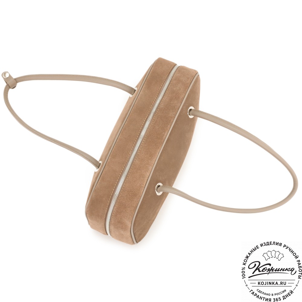 Женская кожаная сумка "Тамань" велюр (капучино)