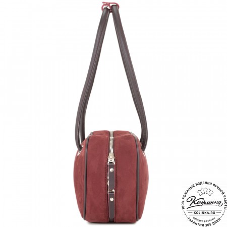 Женская кожаная сумка "Тамань" велюр (вишня)
