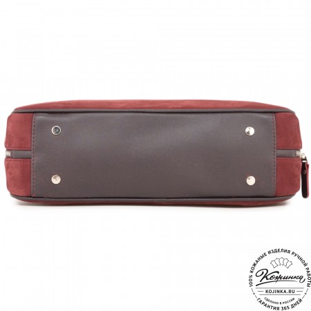 Женская кожаная сумка "Тамань" велюр (вишня)