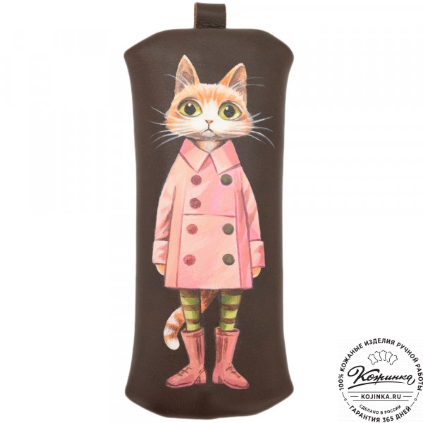 Кожаная ключница «Соло» "Кот в розовом". фото 1