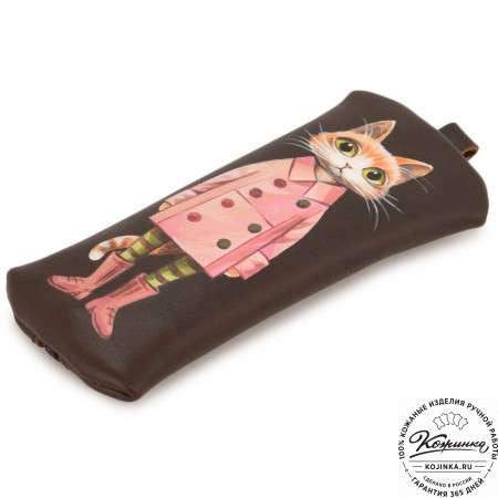 Кожаная ключница «Соло» "Кот в розовом"