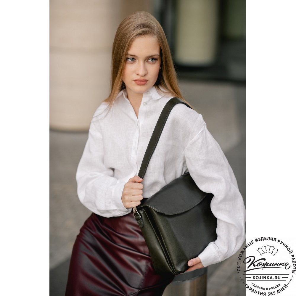 Кожаная женская сумка "Кейт" (хаки гладкая кожа)