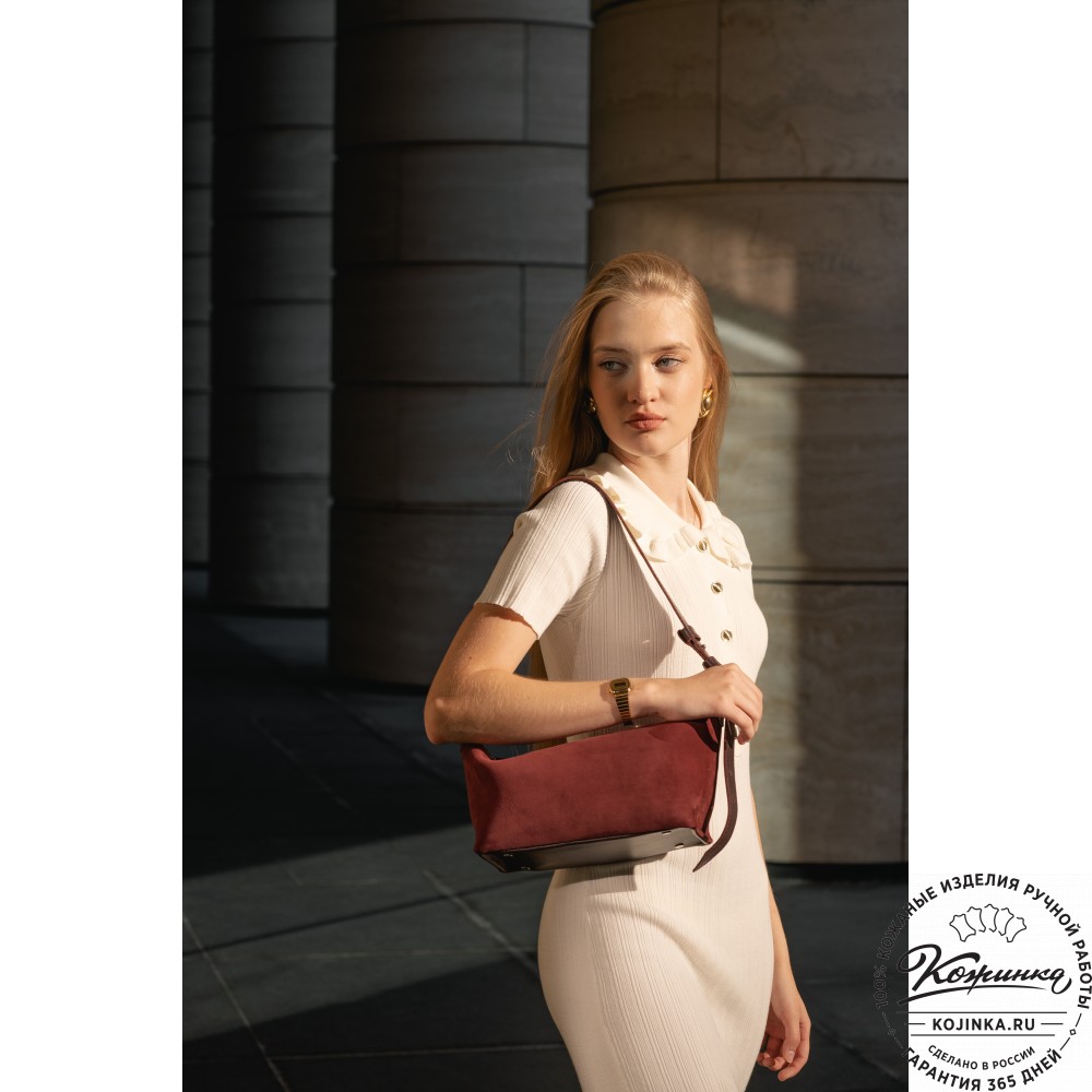 Женская кожаная сумка "Тойс" велюр (рыжая)