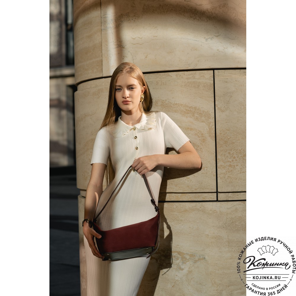 Женская кожаная сумка "Тойс" велюр (рыжая)