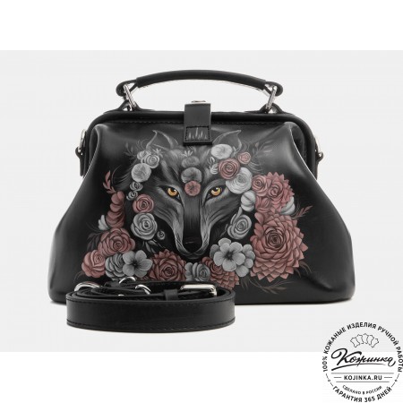 Сумка Фрейм "Волчица в цветах" (чёрная)