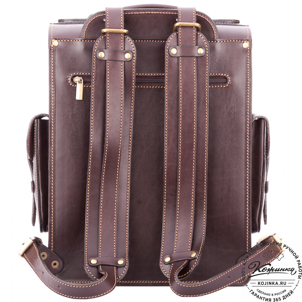 Кожаный ранец-портфель "Джонн" (темно-коричневый)