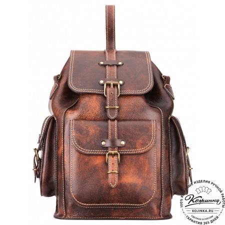 Кожаный рюкзак "Патриот" (коричневый эксклюзив)