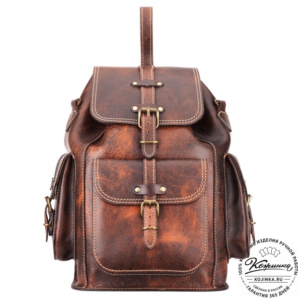 Кожаный рюкзак "Патриот" (коричневый эксклюзив). фото 1