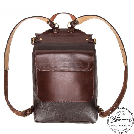 Кожаный рюкзак "Рафаэль New" (коричневый с темно-коричневым)