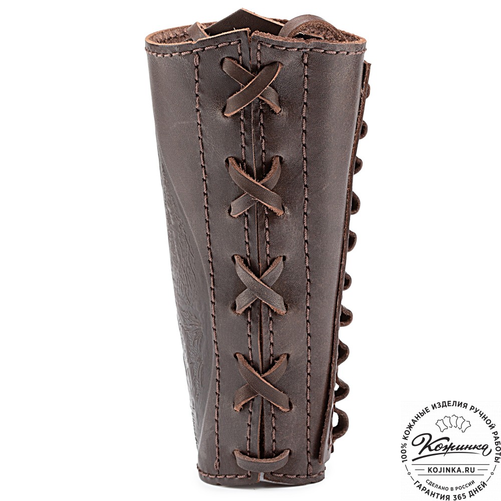 Кожаный патронташ на приклад двурядный - калибр 7,62 (темно-коричневый)