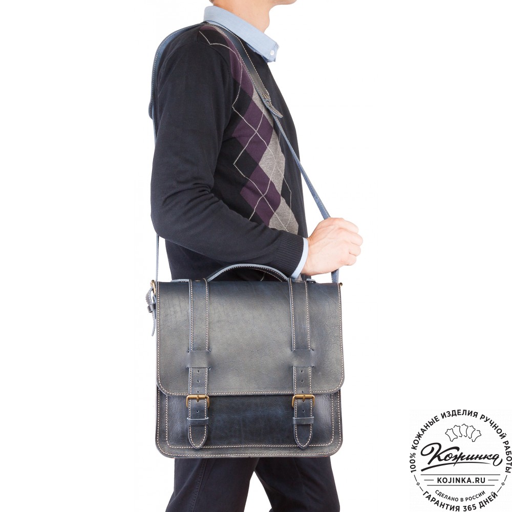 Кожаный портфель "Тесла" (старение коричневое)