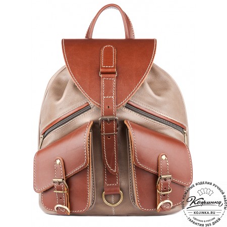 Кожаный рюкзак "Пилот" (оливково-серый)