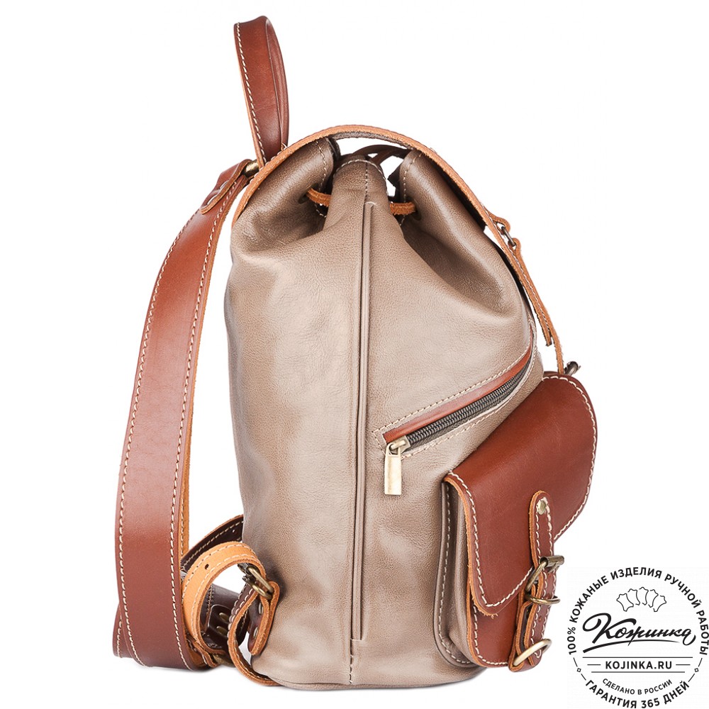 Кожаный рюкзак "Пилот" (оливково-серый)