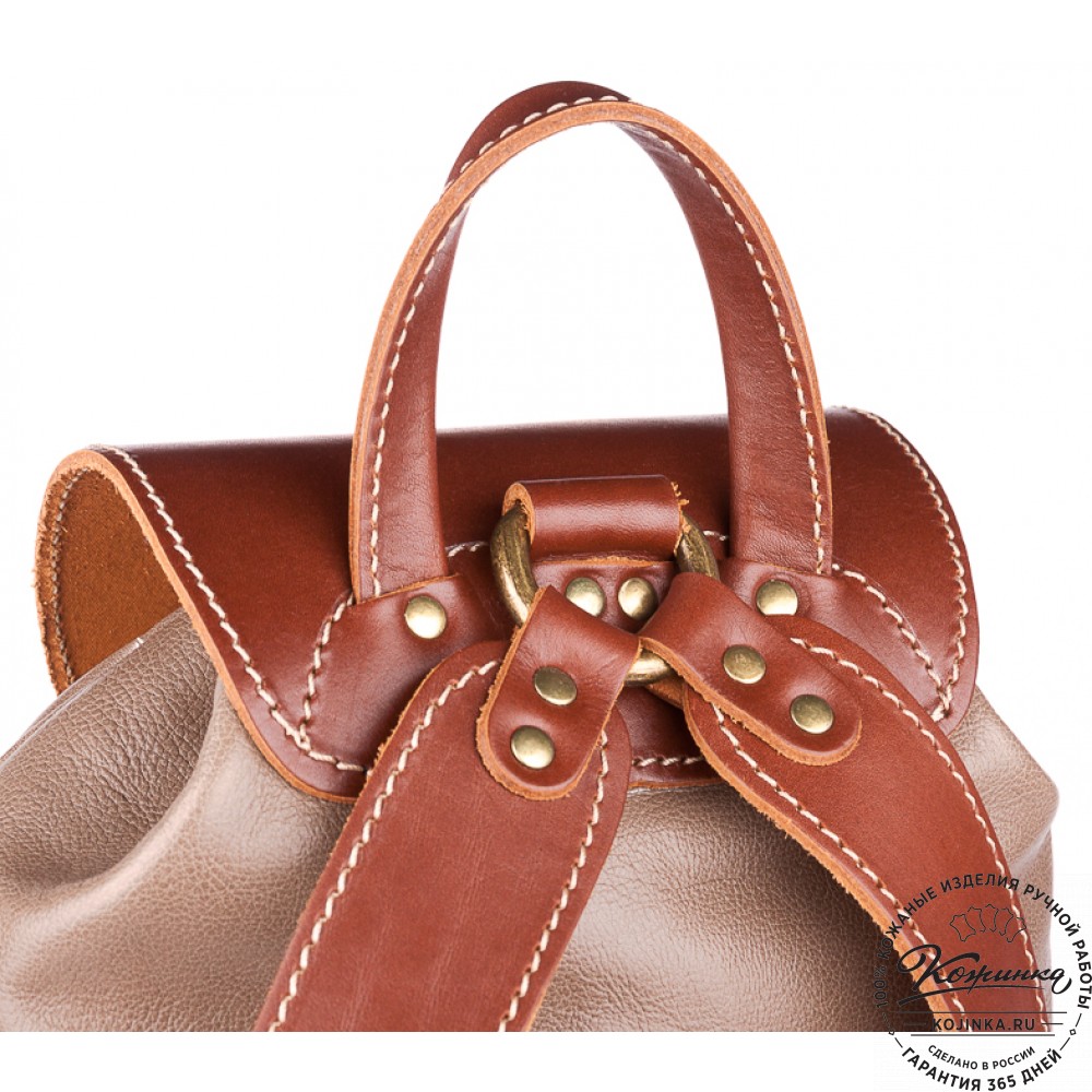 Кожаный рюкзак "Пилот" (оливково-серый)