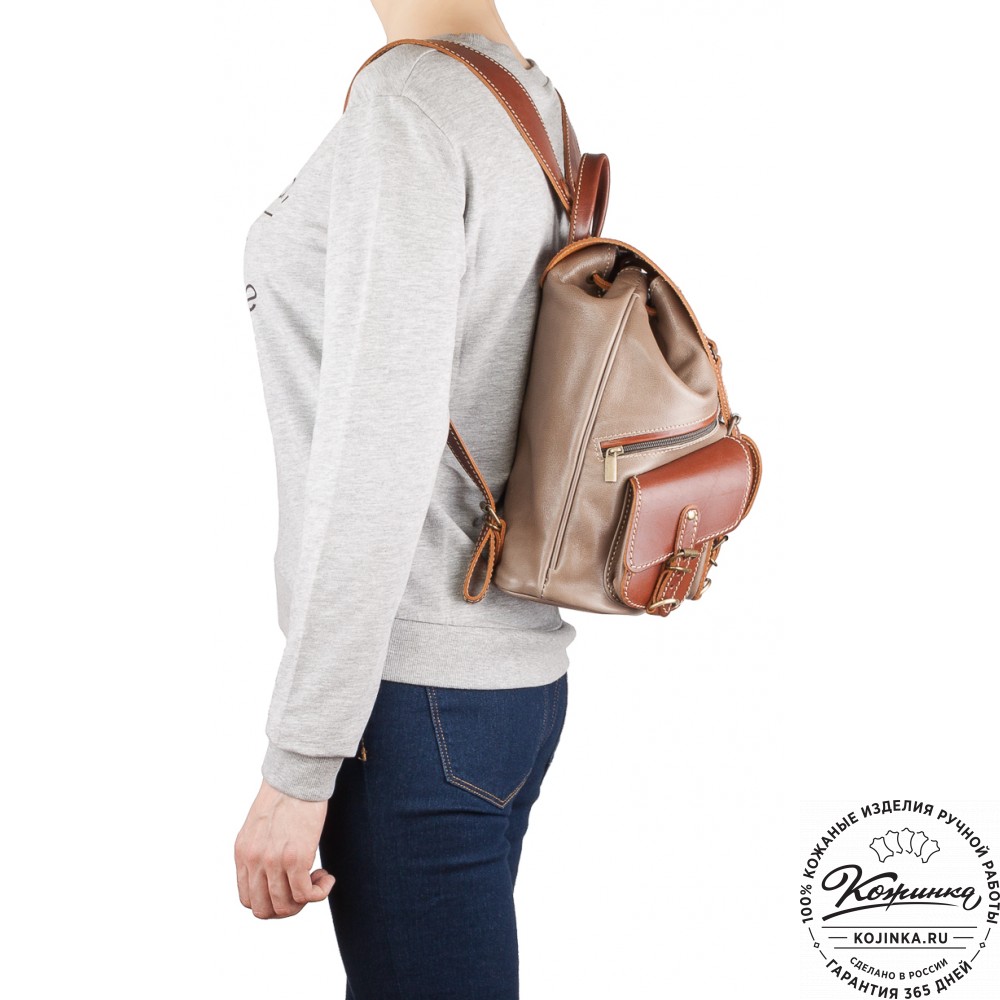Кожаный рюкзак "Пилот" (оливково-серый)