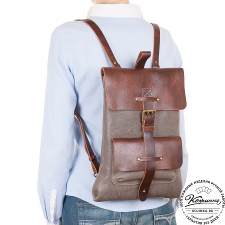 Кожаный рюкзак "Gray" (черный)