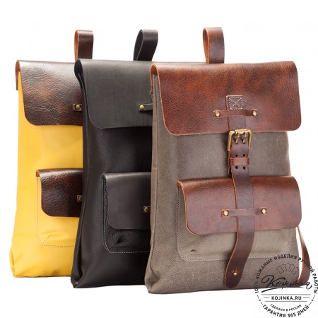 Кожаный рюкзак "Gray" (черный)