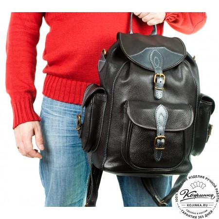 Кожаный рюкзак "Мидл" (чёрный)
